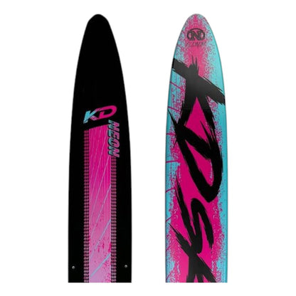 KD Neon Slalom Ski + Bliss & RTP Bindings Pink/Teal