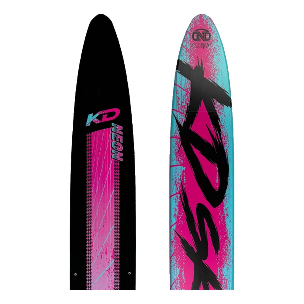 KD Neon Slalom Ski + Axcess & RTP Bindings Pink/Teal