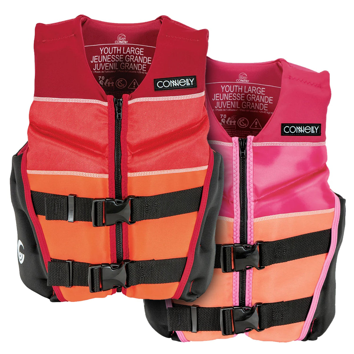 Connelly Youth Classic Neoprene Vest for Girls Pink/Peach