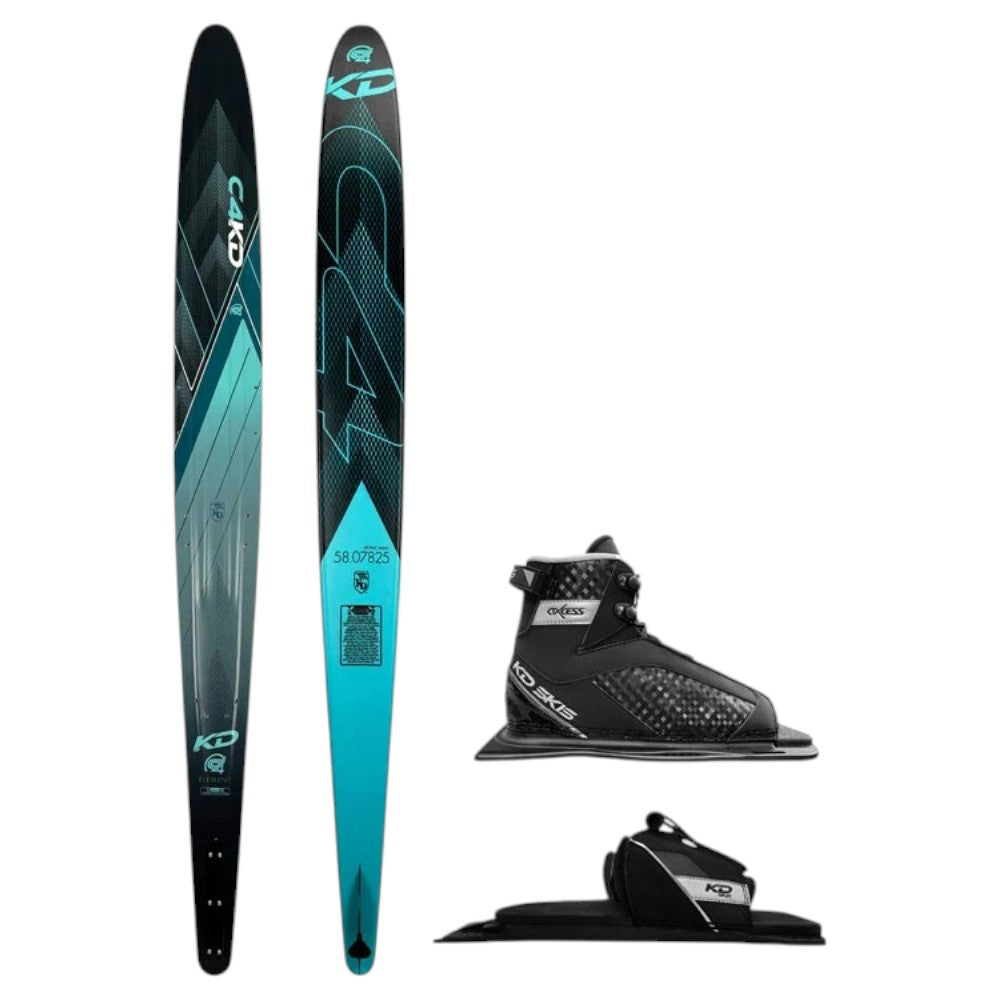 KD C4 Slalom Ski + Axcess & RTP Bindings Teal/Black