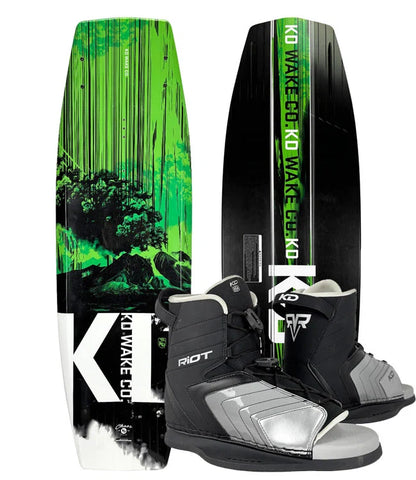 KD Chaos Wakeboard + Riot Boots Green/Silver/Black