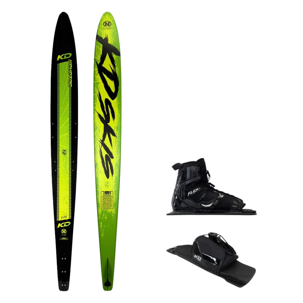 KD Krypton Slalom Ski + Flex & RTP Bindings Green/Yellow