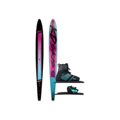 KD Neon Slalom Ski + Bliss & RTP Bindings Pink/Teal