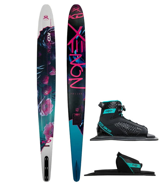 KD Xenon Slalom Ski + Axcess & RTP Bindings Purple/White 66"