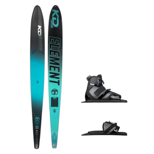 KD Titanium Slalom Ski + Vise & RTP Bindings Black/Teal