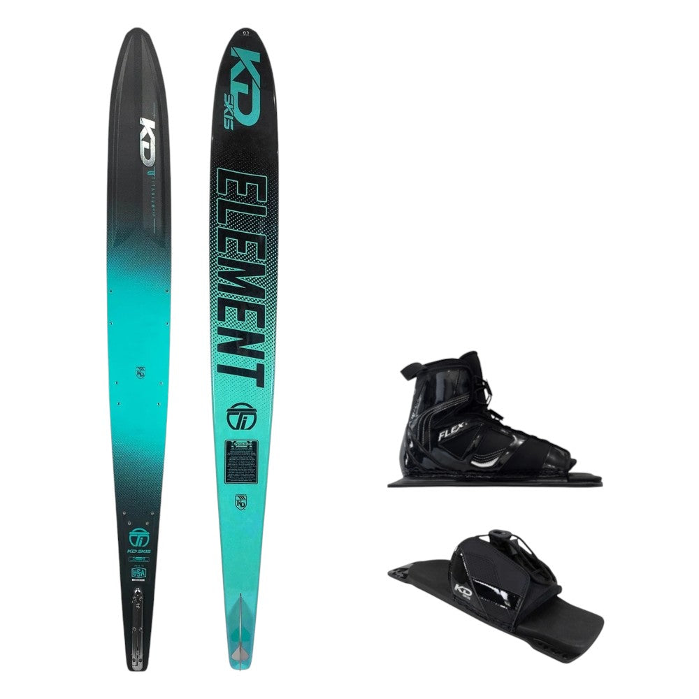 KD Titanium Slalom Ski + Flex & RTP Bindings Black/Teal