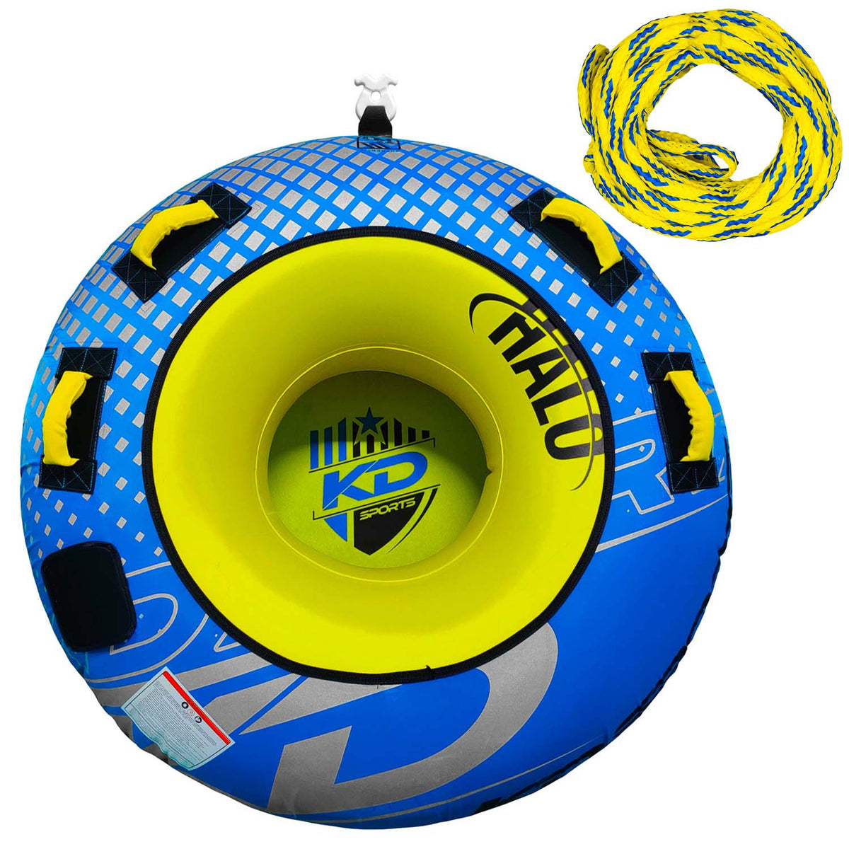 KD Halo Tube with Rope 1-Person Blue/Yellow 54"